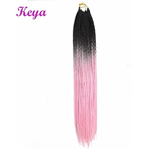 Ombre Pink Hair Blue Box Braids 100g/pc Synthetic Crochet Hair Extensions 24 Inch Heat Resistant Fiber Crochet Box Braids