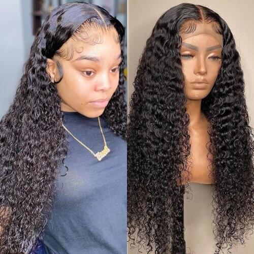 Deep Wave Frontal Wig 13x4 Lace Front Human Hair Wigs For Women Water Wave Wig Pre Plucked Brazilian Curly Human Hair Wig