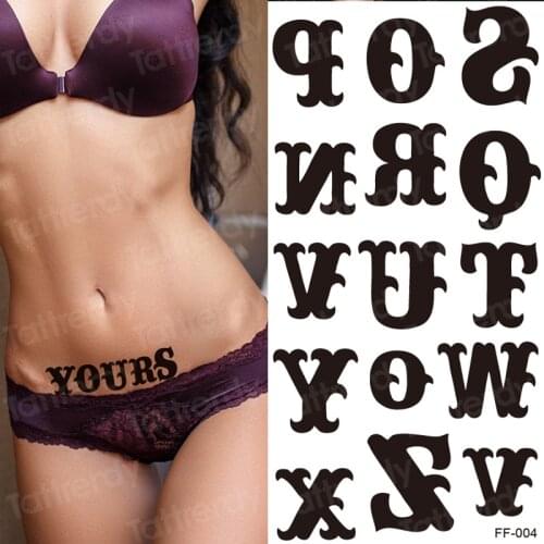 Fake tatoo letter black english words tattoo lettering heart minimalist tattoo sticker for women mens girls body art hand back