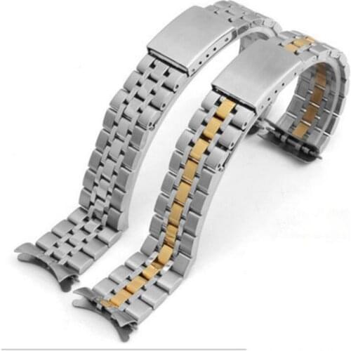 316L Stainless Steel Watch band Watch Strap Bracelet Replacement Men Watchband Curved End For Tudor Princes 19mm Silver Gold