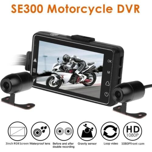 SE300 Motorcycle DVR Front+Rear View Motorcycle Dash Cam Video Recorder Black Night Vision Box Dual Motorcycle Action Camera HD