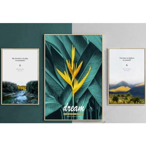 Nordic Modern Simple Fresh Green Landscape Decoration Picture Bedroom Living Room Dining Room Frameless Picture Wall Art Canvas