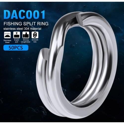 50pcs 304 Stainless Steel Connector Fishing Split Rings Swivel 3#-8# Double Circle Round Snap Lure Open Carp Fishing Accessories