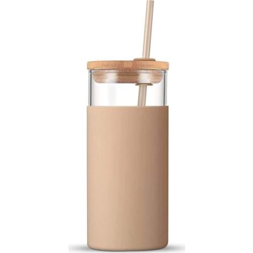 Glass Tumbler Glass Water Bottle Straw Silicone Protective Sleeve Bamboo Lid - BPA Free Cute Cup Cute Water Bottle
