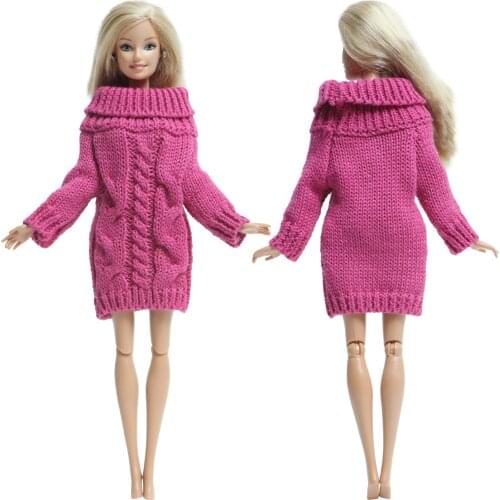 High Quality Doll Sweater 100% Handmade Cotton Coat Dress Skirt Winter Party Wear Clothes for Barbie Doll Accessories 12'' Toy