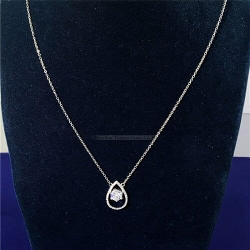 Tianyu Gems Gold Plated Pendant 925 Necklace 1 Carat Round Moissanite Diamond Pendant Silver Fashion Classic Wedding Women Gifts