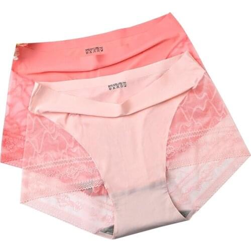 2PC/LOT Hot sale 2022 womens lace panties seamless cotton breathable panty Hollow briefs Plus Size summer underwear AD386