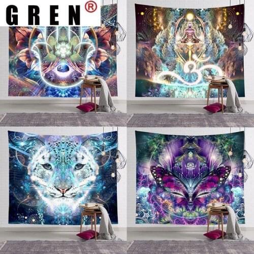 GREN Tapestry Magic Pattern Wall Hanging Fabric Mural Background Cloth Wall Rugs Towel Beach Blanket Dorm Living Home Decor