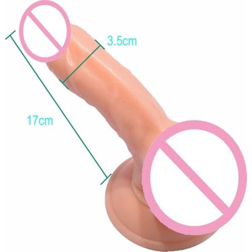 High Quality Silicone Realistic Dildo(17*3.5 cm) Flexible Dick Penis with Strong Suction Cup Adult Sex Toys for Woman