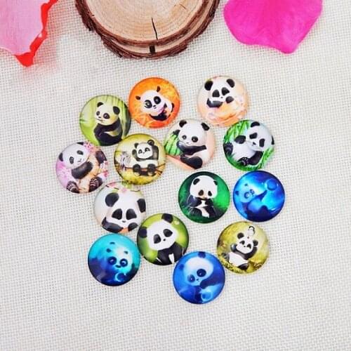 50PCS Mixed Cartoon Little Panda Pattern Button Snap Jewelry Charm Fit For 18mm Snap Jewelry Button Bracelet&Necklace Jewelry