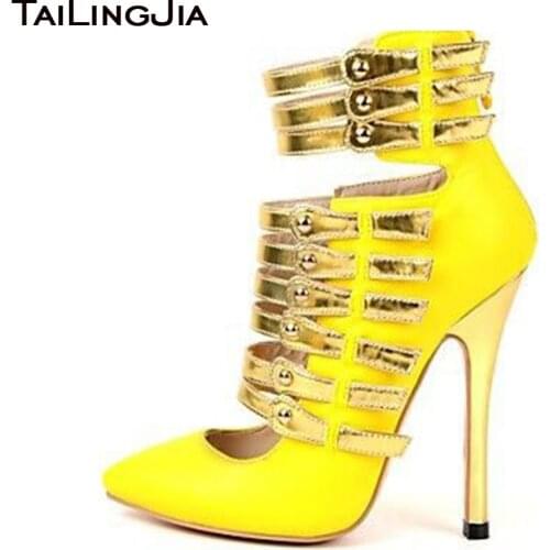 High Heel Yellow Ankle Boots Women Booties Pointed Toe Heeled Boot 2019 Ladies Autumn Shoes Woman Fall Heels Sexy Shoe Footwear