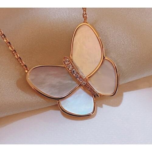 New pure 925 sterling silver top quality lady butterfly necklace popular brand natural fritillary sweet necklace banquet jewelry