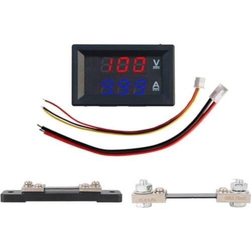 0-100V 10A 50A 100A Shunt LED Digital Voltmeter Ammeter Car Motocycle Voltage Current Power Meter Volt Detector Tester Monitor
