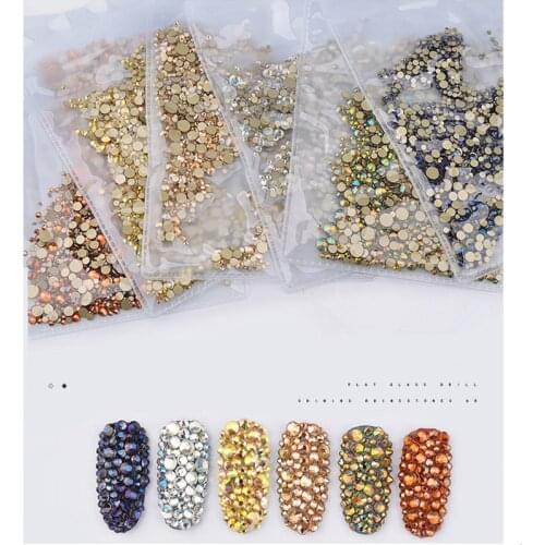1Pack Mix SS3-SS20 Nail Rhinestones Colorful AB Crystal Glass Stone Non Hot Fix Flat Back Strass Gems Shiny Nail Art Decorations