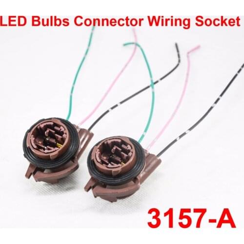 2PCS 3157-A 3057 LED Bulbs Holder Socket Wire Connector Extension Reverse Stop Harness Line 1156 1157 3156 7440 7443 BA15S BA15D