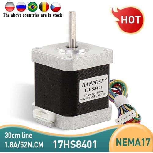 Free shipping 4-lead Nema17 Stepper Motor 48mm 78Oz-in 1.8A 42 series motor 42BYGH 17HS8401 motor for 3D printer accessories