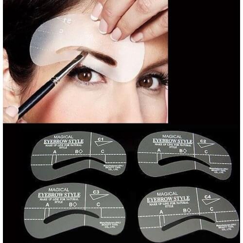 4Pcs Eyebrow Shaping Stencil Set Grooming Tools Drawing Card for Dashing Eyebrows C1-C4