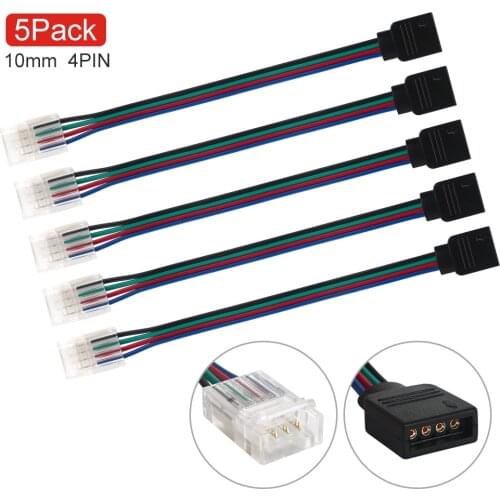 5pcs 4pin 10mm RGB LED Strip Connector Free Welding Connector for 5050 3528 SMD RGB LED Strip PCB Connector Accessories