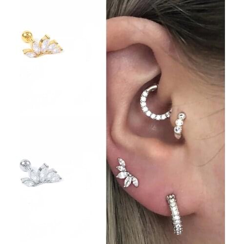 Aide Rainbow Stud Earring For Women 925 Sterling Silver Color Oval Zircon Cartilage Earring Mini Aretes Ear Bone Earlobe Buckle
