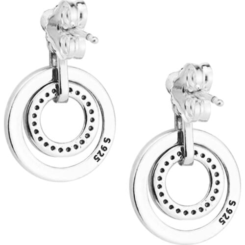 Authentic 925 Sterling Silver Earring Circles Drop Earrings For Women Wedding Fashion Jewelry Gift Pendientes Brincos