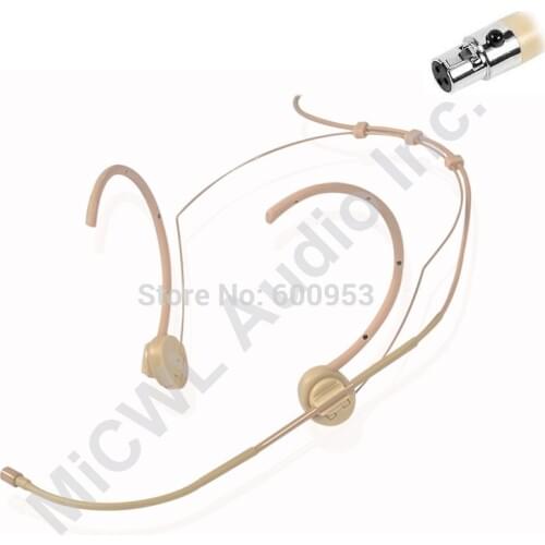 Beige Head Wearing Headset Headworn Conference Microphone Foldable ears Hook For AKG Samson Gemini Wireless BodyPack Transmitter