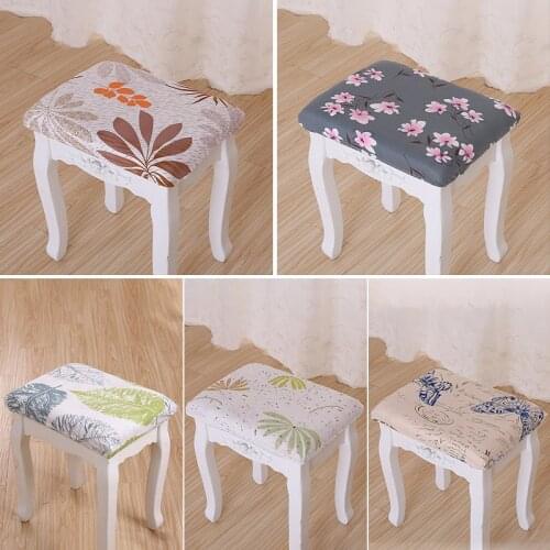 Square Stool Cover Stretch Ottoman Slipcover Furniture Protector Makeup Stool Bar Chair Covers Printed Seat Protector