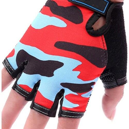 Kids Camouflage Cycling Gloves Children Cycling Gloves Kids Breathable Half Finger Non-slip Gloves Riding Equipment