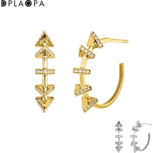 DPLAOPA 925 Sterling Silver Pendientes Aro Triángulos Plata Recubierta Oro Spike Huggies Hoops Earring Jewelry Gift Clips