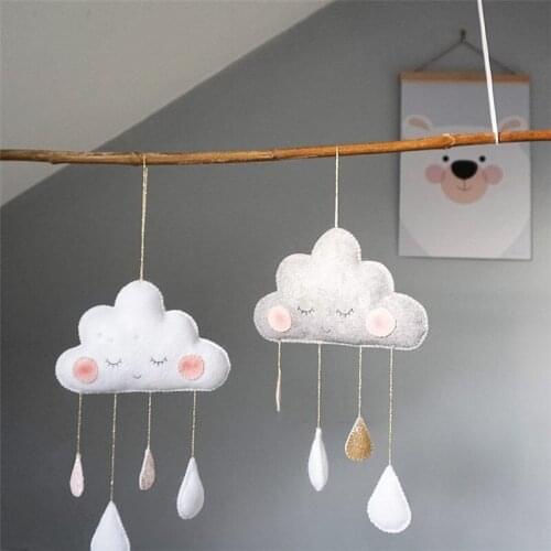 Nordic Style Felt Cloud With Face Kids Room Decoration Cloud Scandinavian Style Children Room Decor Nordic Decoration For Room