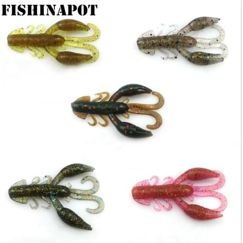 FISHINAPOT 5Pcs/Lot Soft Baits Wobbler Shrimp 50mm 2.1g Fishing Lure Silicone Artificial Quaility Fake Baits Soft Worm For Bass
