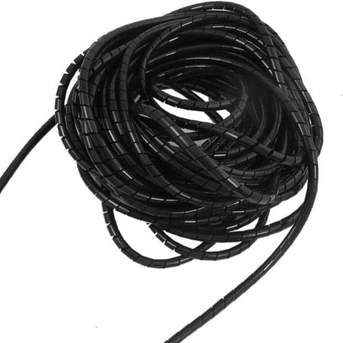 MYLB-6mm Outside Dia 6.4M PE Polyethylene Spiral Cable Wire Wrap Tube Black