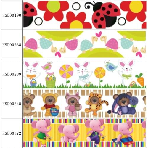 HSDCraft Free shipping 25MM 38MM 75MM Heat Transfer Printed Grosgrain ribbon for diy hair bow