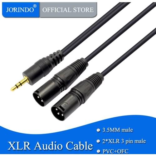 JORINDO 1.5M/4.9FT 3.5MM to dual XLR 3 pin female audio cable,3.5 male extension to 2*XLR for computer amplifier cable