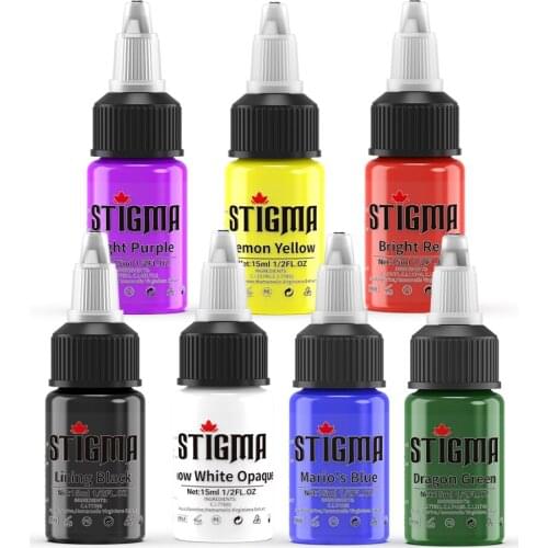 STIGMA® New design7 Basic Colors Tattoo Ink Set Pigment Kit (15ml) Professional Tattoo Supply