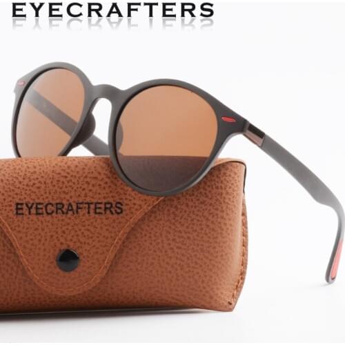 Fashion Eyecrafters Driving Mirrored Round Retro Sunglasses Eyewear Fashion Vintage Mens Womens Polarized Sunglasses UV400 TR90
