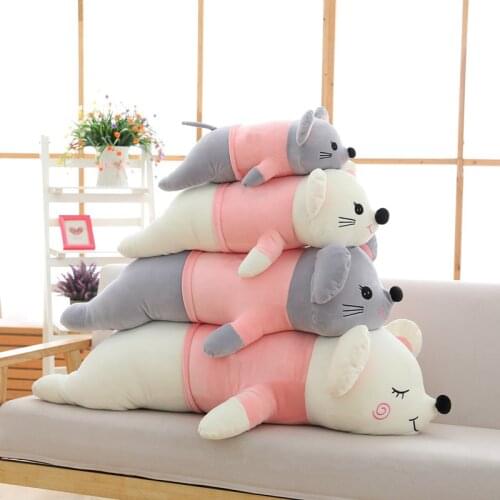 60-100cm Rat Plush Toys Super Cute Plush Toy Cartoon Mouse Pillow Cushion Couple Rat Stuffed Doll Kids Birthday Christmas Gift