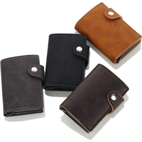 1 Piece Pu Leather Women And Men Antitheft Metal Card Holder Fashion RFID Aluminium Credit Card Holder Travel Card Wallet