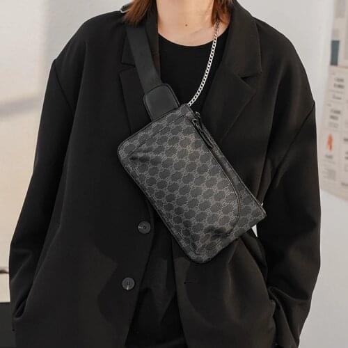 Fashion Leather Chest Bag Men Mini Crossbody Bags Waist Pack Sling Shoulder Bag Mens Fanny Pack Purse Lattice Murse Phone Pouch