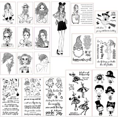 Fashion Girls Christmas Santa Dog Bear Words Clear Silicone Stamps Scrapbooking Craft Cards Decorate Embossing Paper Stamps 2019