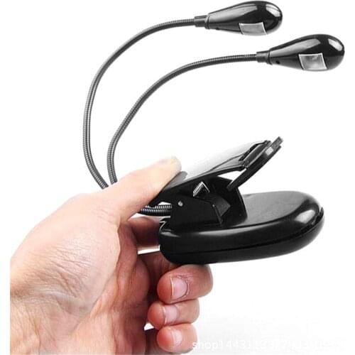Music Stand Lamp Piano Guitar Erhu Instrument Mini Eye-care Table Lamp Dual Flexible Double Goosenecks Clip-on Head Light
