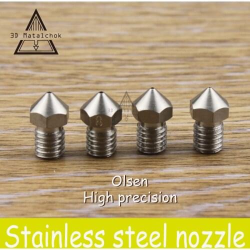 4Pcs Ultimaker 2 UM2 + Extended Heater Hotend Olsson Block Stainless Steel Nozzle 0.25/0.4/0.6/0.8mm For 1.75/ 3mm Filament