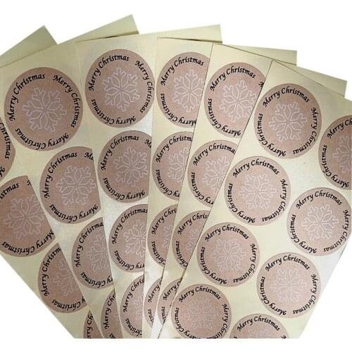 1000PCS/lot Merry Christmas Snowflake Sealing label Adhesive Kraft Baking Seal Sticker gift stickers