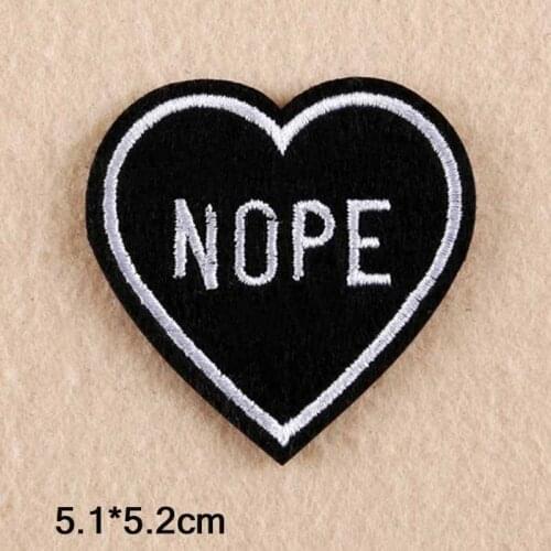 Letters Nope Punk Iron On Patch Clothes Patch For Clothing Boys Embroidered Embroidery Patch Garment Apparel Accessories