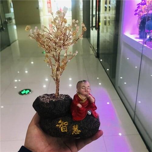 Natural Crystal Lucky Tree Amethyst Rose Quartz Tree of Life Rock Mineral Specimen Reiki Healing Home Decoration gifts Souvenir