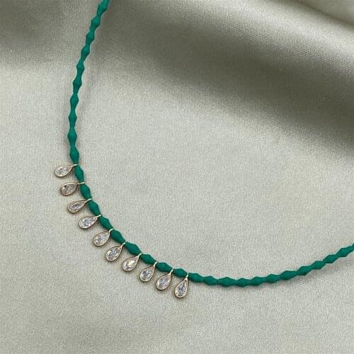 Nephrite Jade Gemstone Water Damlalı Necklace