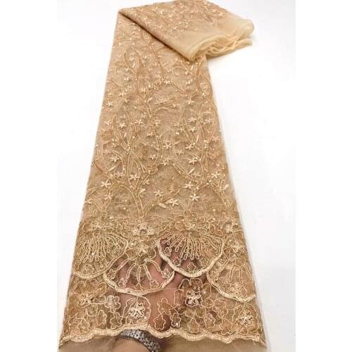 Nigeria Lace Fabric 2021 Bridal Lace Fabric Luxury High-quality Embroidery French Tulle Sequence Lace Fabric Wedding ND5024