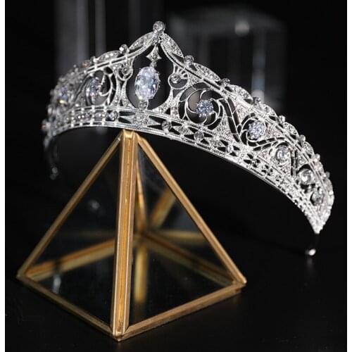 New Fashion Zircon Bridal Headpiece Hair Crown Silver Color Wedding Prom Tiara Women Hair Accessories