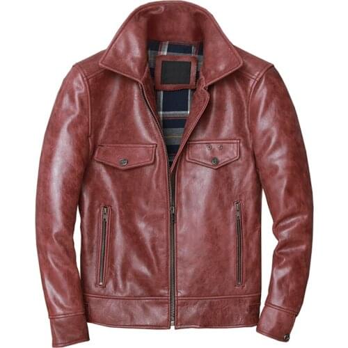 New Arrivals Vintage Cowhide Jacket and Coats Mens Casual Genuine Leather Coat Coats Male Plus SIze 5XL Autumn and Winter Style