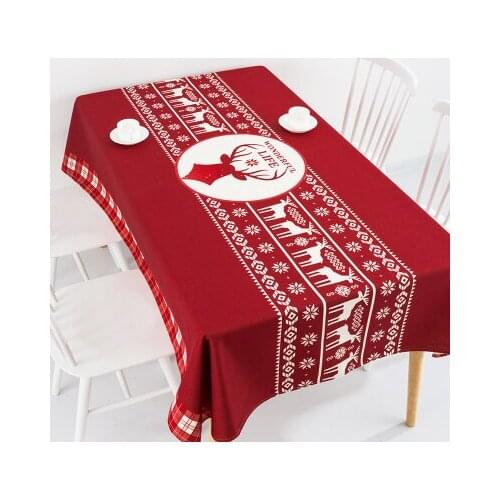 New year Christmas holiday gift elk table cloth linen tablecloth cover towel thick antependium party home decoration desk round