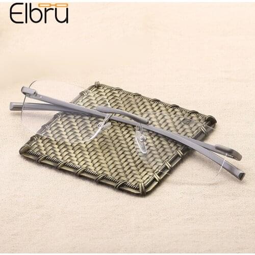 Elbru Vintage Anti Blue Light Reading Glasses Women Men Clear Lens Computer Goggles Ultralight Rimless Presbyopia Eyeglasses